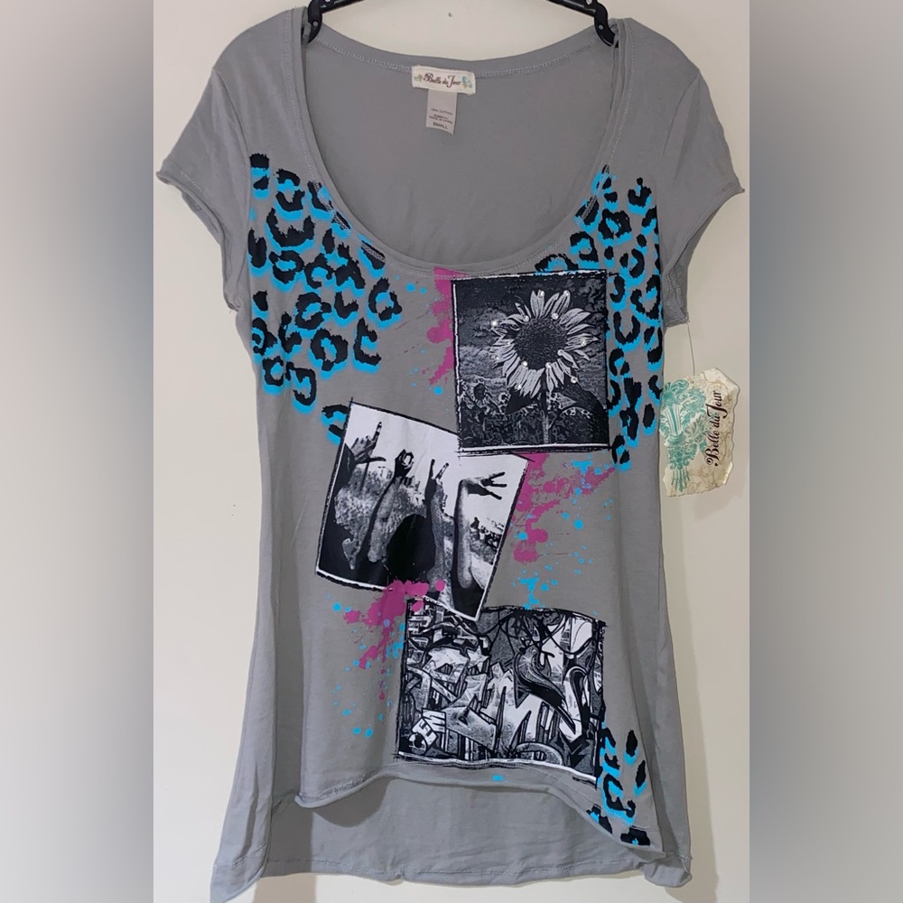 New vintage graphic tee bling tee cotton tee concert tee graffiti print high low